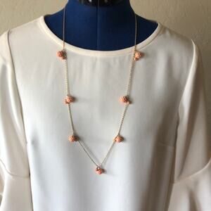 Ann Taylor Long Gold Tone Clusters Necklace